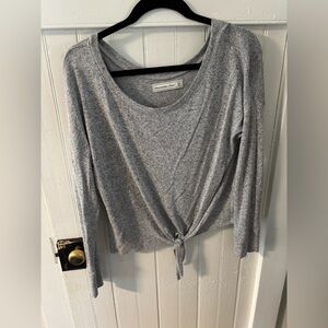 Abercrombie & Fitch Heather Gray Knotted Blouse